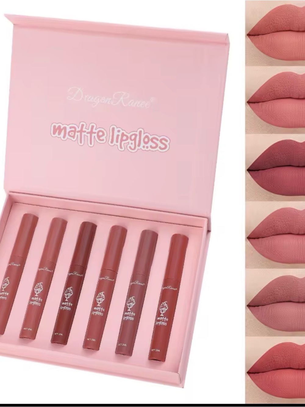 Matte Lip Gloss Set — Pink & Rose Shades
